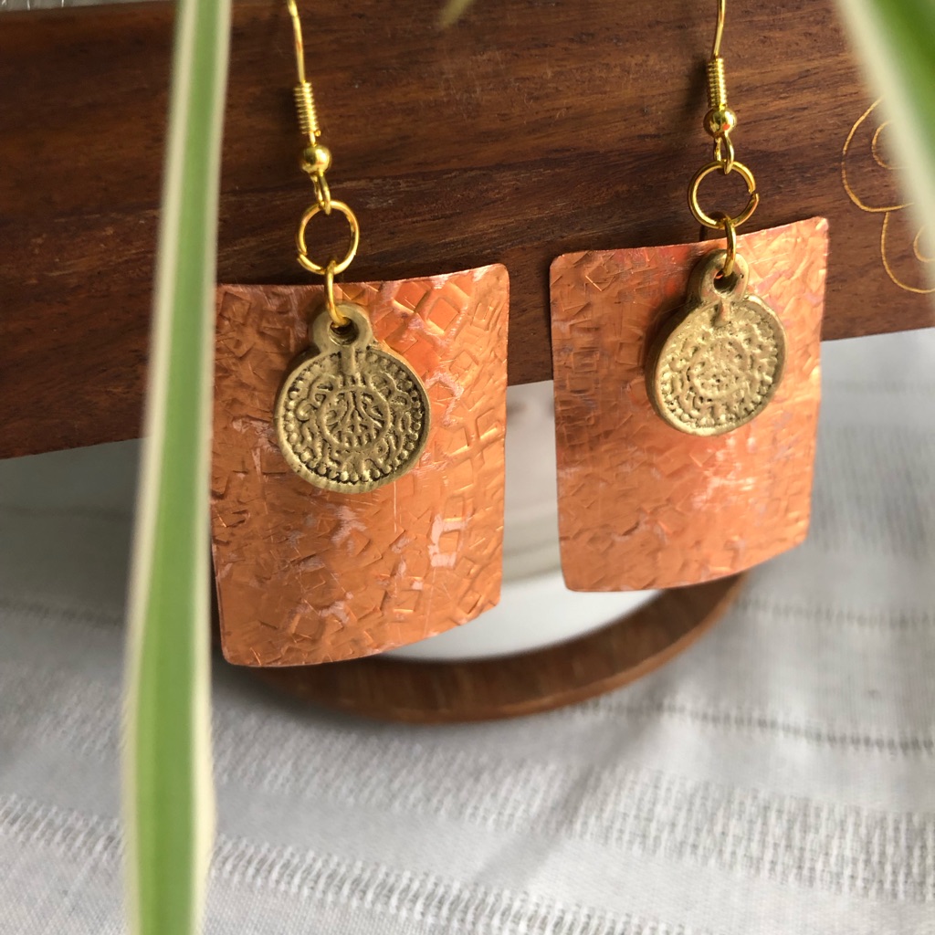 Hammered Copper Earrings